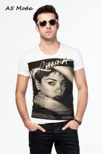 erkek rihanna baskılı tişörtler