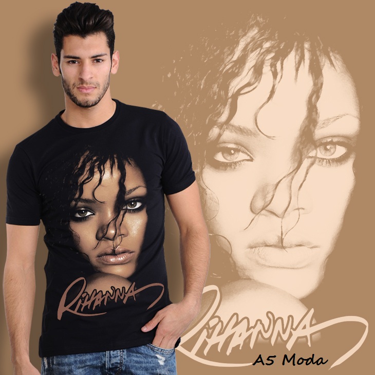 Yazlık Rihanna Baskılı Erkek Tişörtleri